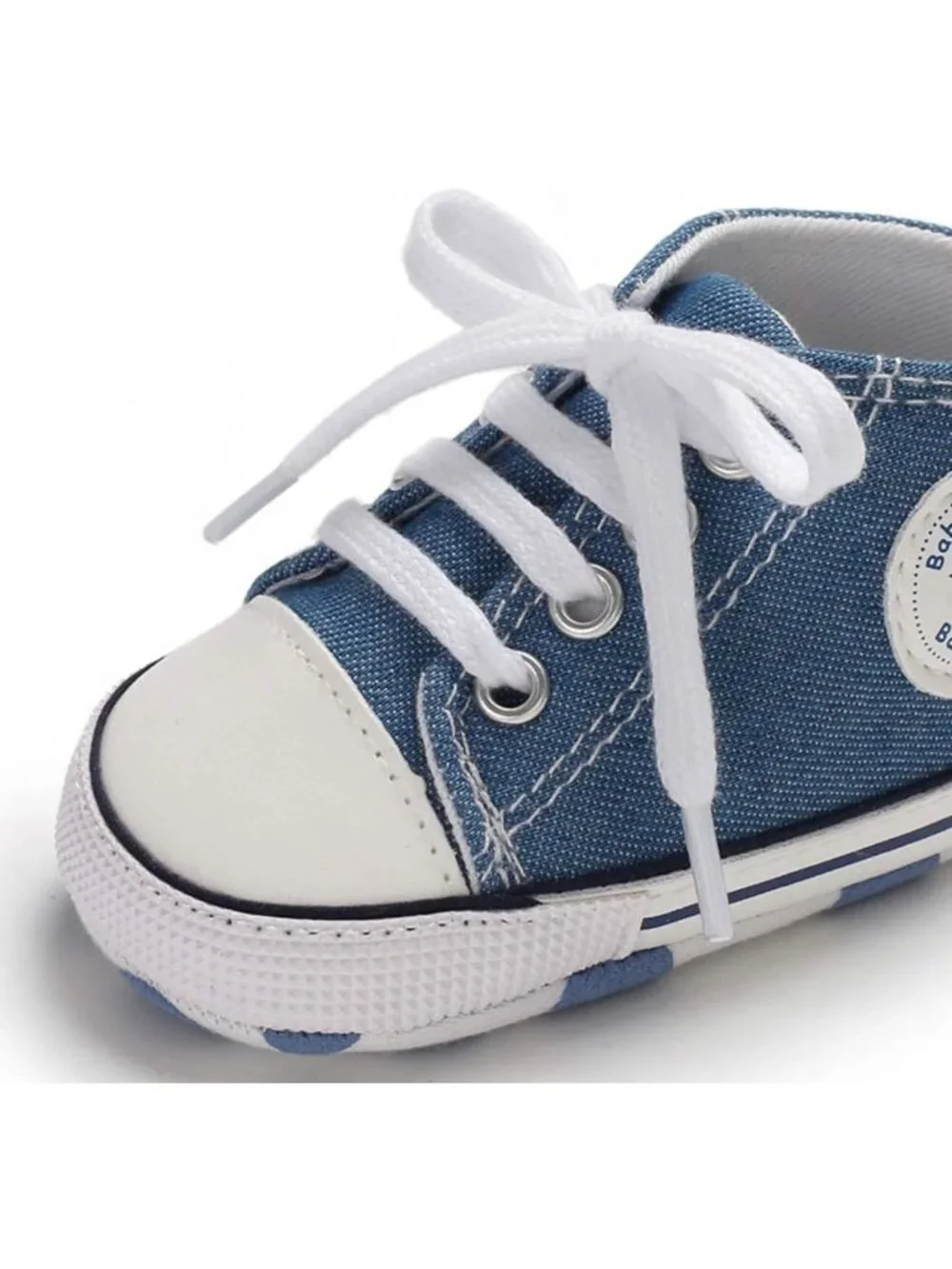 Unisex Infant High Top Sneakers, Non-Slip Canvas Denim First Walker Shoes